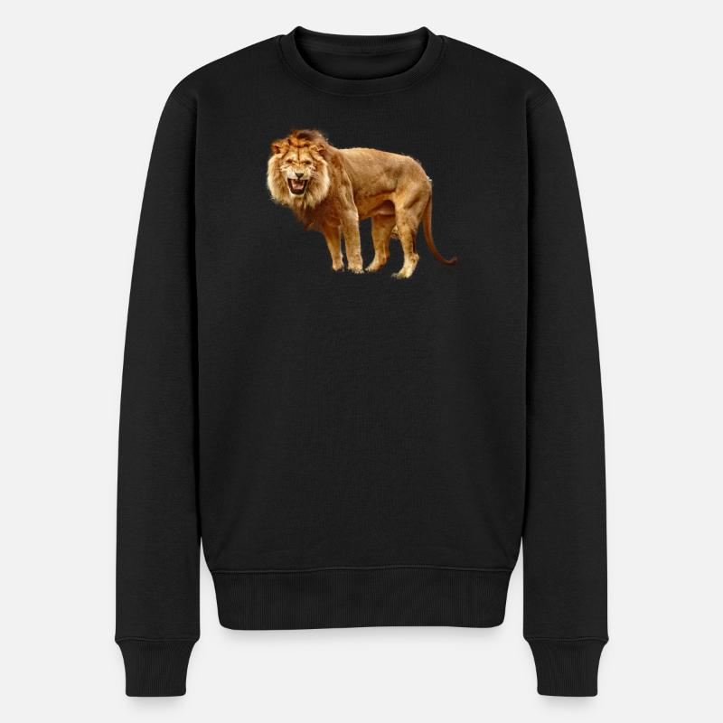 Löwe - Männer Premium Bio Pullover - Schwarz