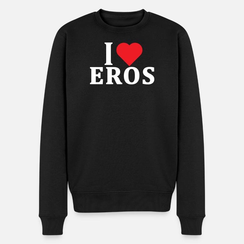 T-Shirt I love Eros T-Shirt Geschenkidee - Männer Premium Bio Pullover - Schwarz
