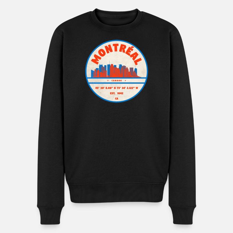 Montréal Kanada Skyline Emblem Design - Männer Premium Bio Pullover - Schwarz