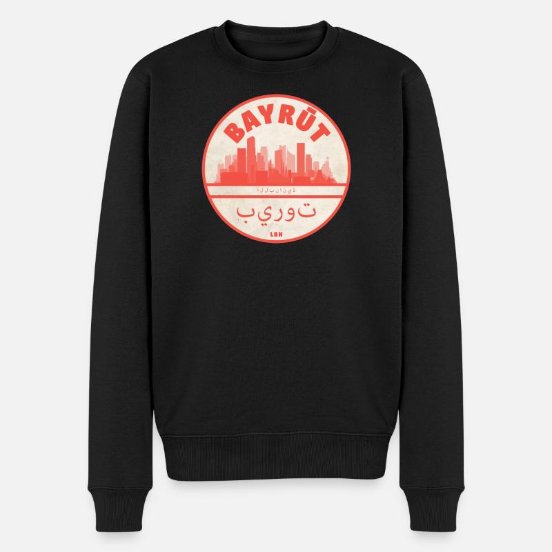 Logo du tour de la silhouette de Beyrouth : Rouge - Pull Premium bio Homme - noir