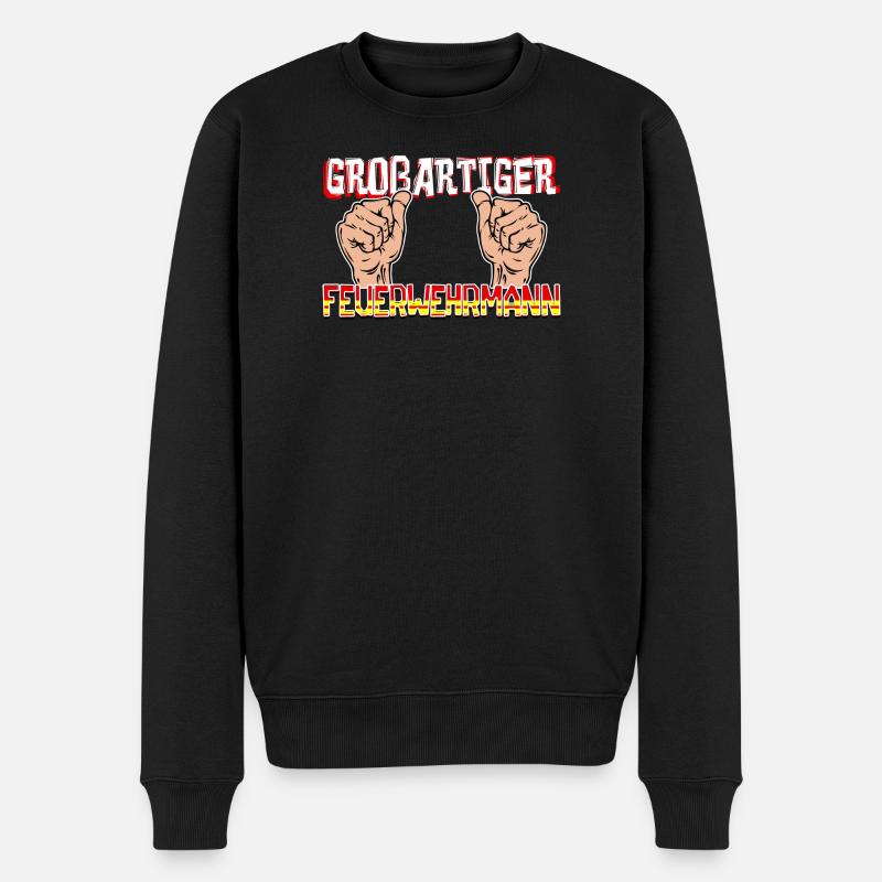 Feuerwehrmann Lebensretter Feuerwehr Statement - Männer Premium Bio Pullover - Schwarz
