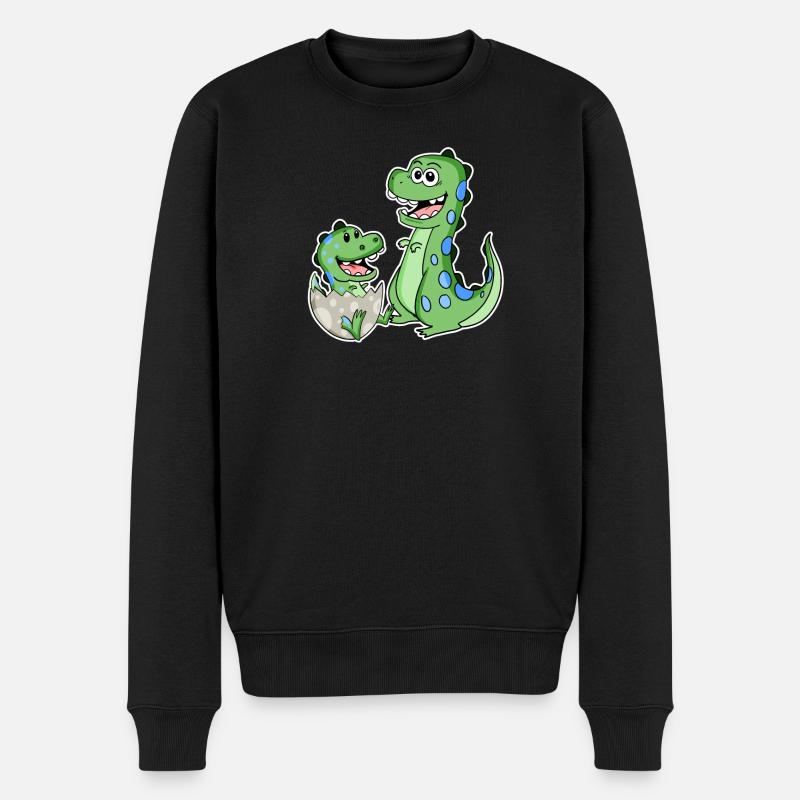 Dinosaure avec bébé dinosaure - Pull Premium bio Homme - noir