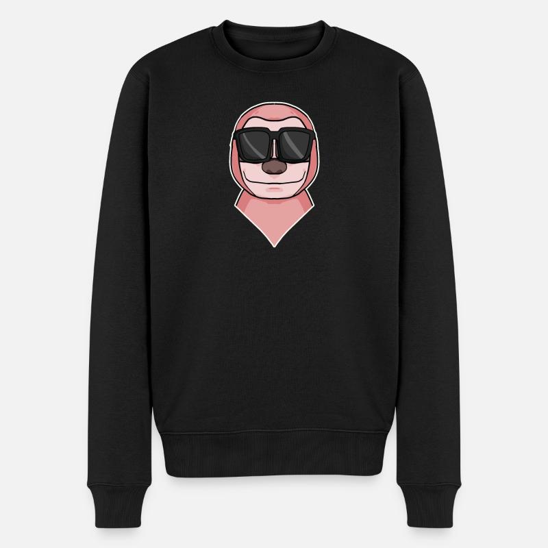 Faultier mit Sonnenbrille - Männer Premium Bio Pullover - Schwarz