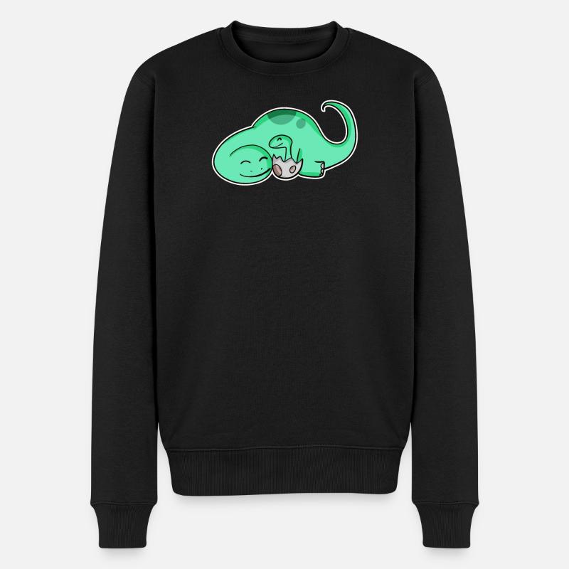 Dinosaure avec bébé dinosaure - Pull Premium bio Homme - noir