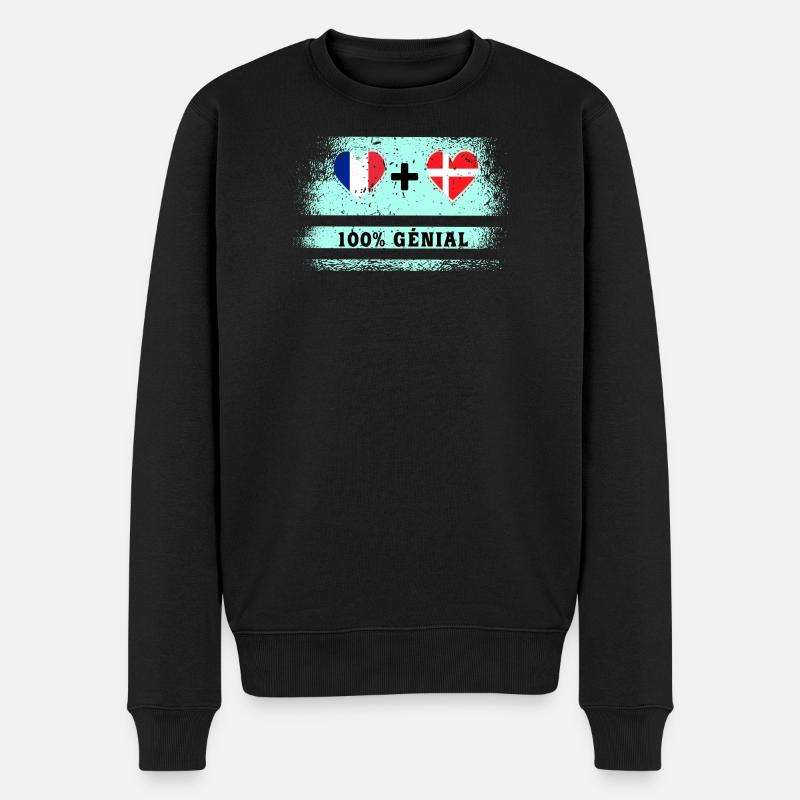 Hinweis Frankreich und Dänemark 100% genial - Männer Premium Bio Pullover - Schwarz