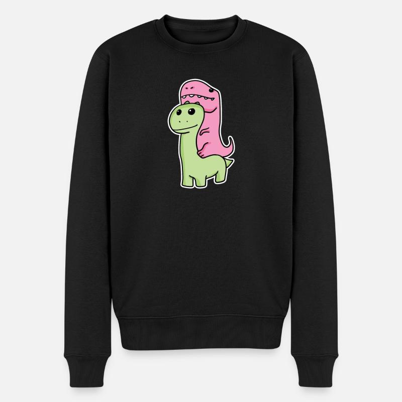 Zwei Dinosaurier - Männer Premium Bio Pullover - Schwarz