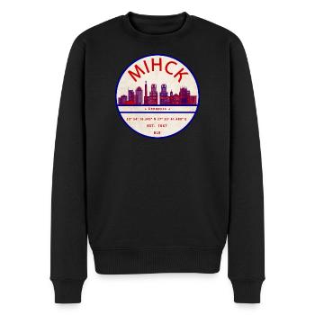 Minsk Skyline Emblem Koordinaten - Männer Premium Bio Pullover - Schwarz - Vorne - Nico (187cm)