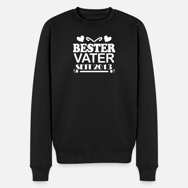 Bester Vater seit 2013 - Männer Premium Bio Pullover - Schwarz