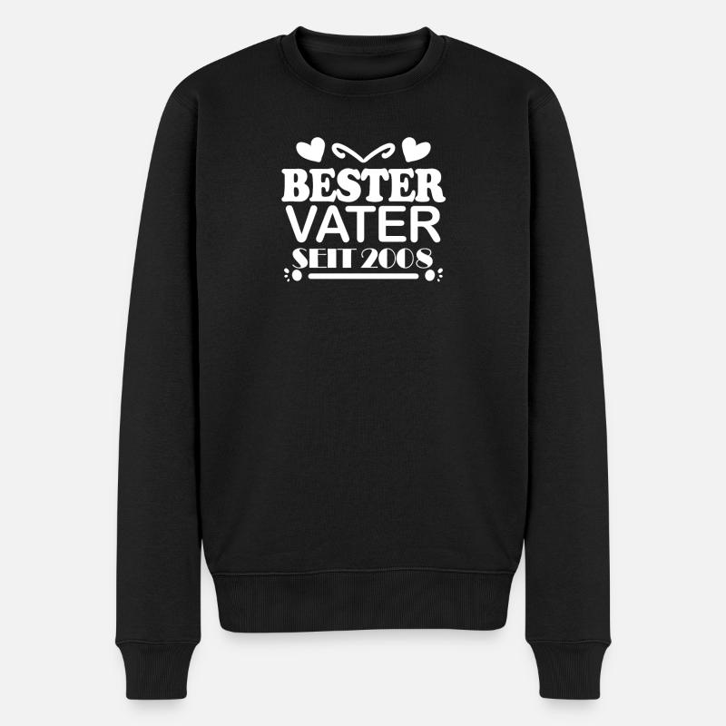 Bester Vater seit 2008 - Männer Premium Bio Pullover - Schwarz