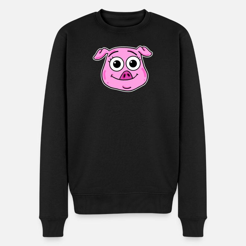 Schwein Kopf Tierkopf - Männer Premium Bio Pullover - Schwarz