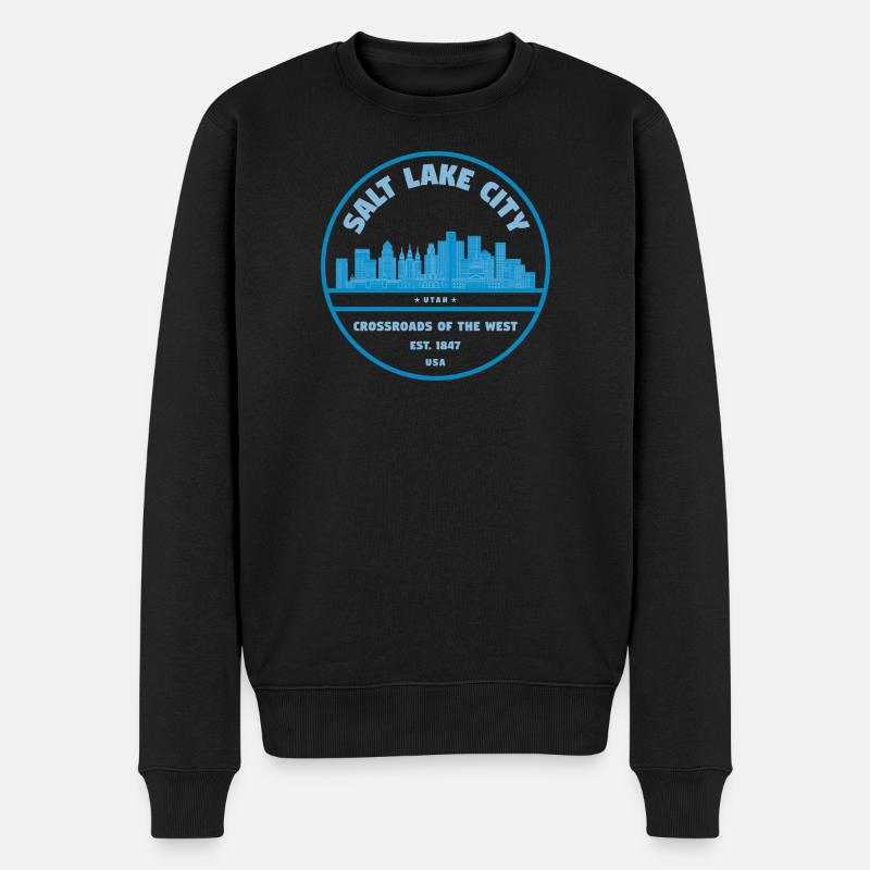Timbre de la silhouette de Salt Lake City - Pull Premium bio Homme - noir