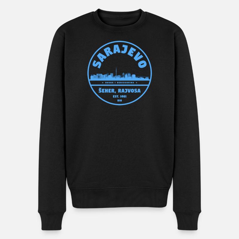 Saarjevo Stadt Skyline Abzeichen - Männer Premium Bio Pullover - Schwarz