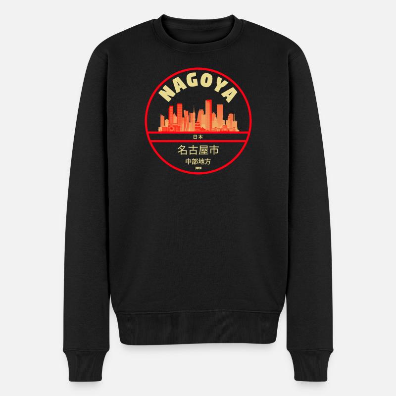 Nagoya Skyline Stadtmotiv - Männer Premium Bio Pullover - Schwarz