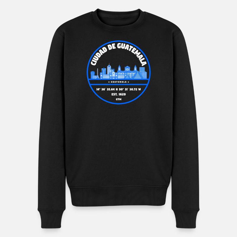 Bleu skyline de Guatemala City - Pull Premium bio Homme - noir
