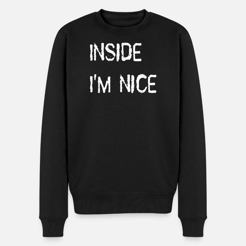 Inside i'm nice - Männer Premium Bio Pullover - Schwarz
