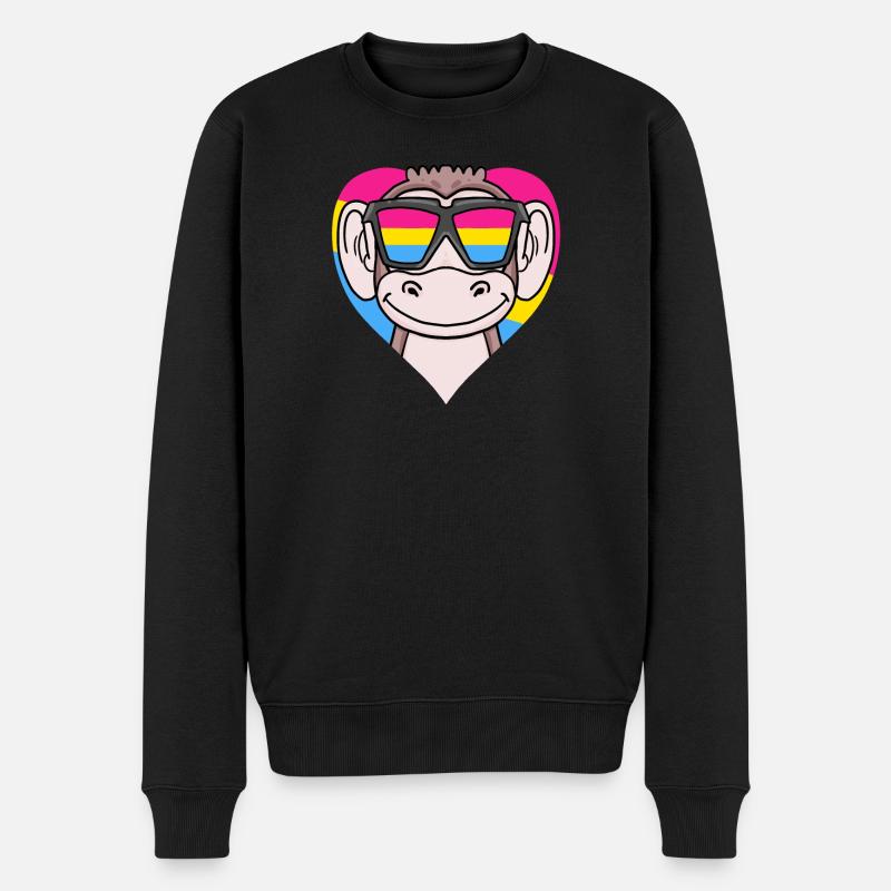 Cadeau Pansexual Monkey Heart - Pull Premium bio Homme - noir
