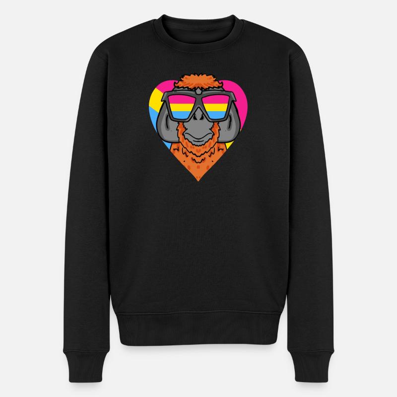 Cadeau Pansexual Monkey Heart - Pull Premium bio Homme - noir