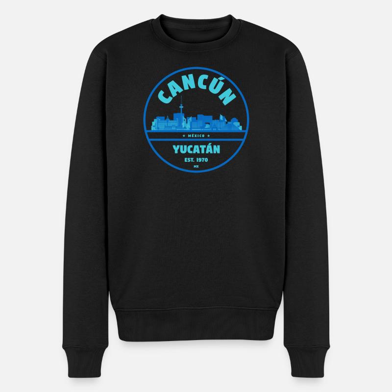 Cancún Yucatán Skyline Emblem - Männer Premium Bio Pullover - Schwarz