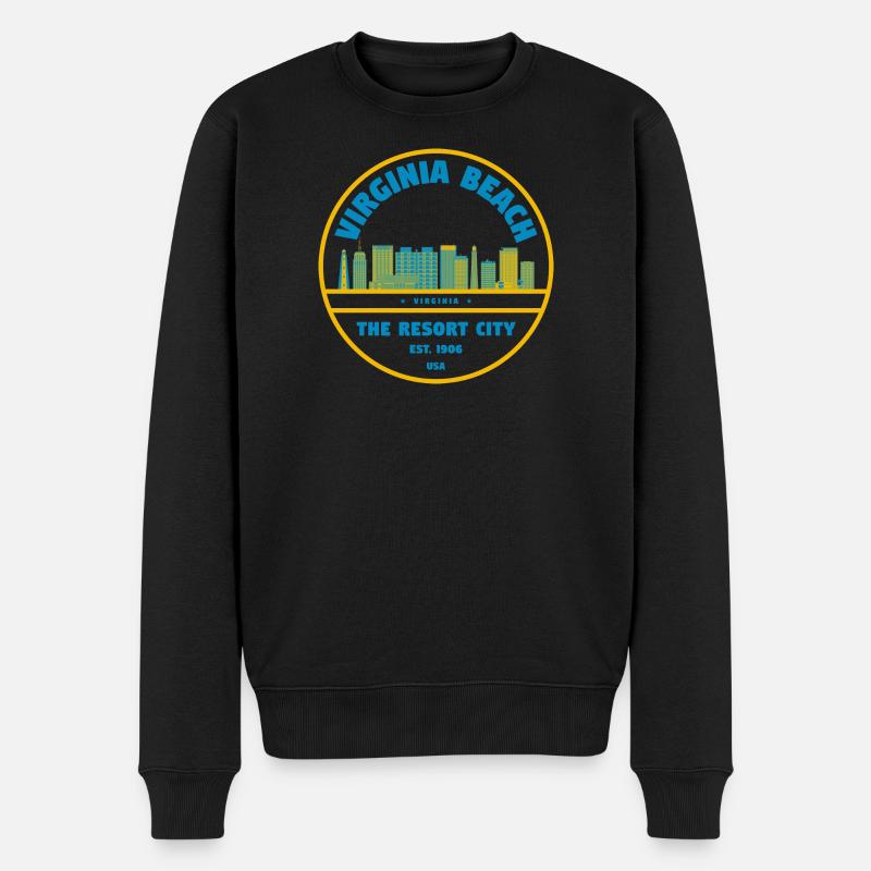 Virginia Beach Skyline Logo - Männer Premium Bio Pullover - Schwarz