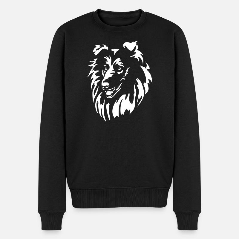 Collie Kopf "Black Edition" - Männer Premium Bio Pullover - Schwarz