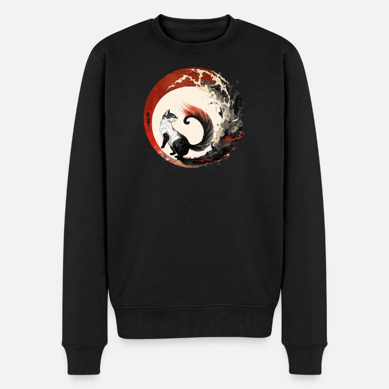 Katze Japanischer Stil - Männer Premium Bio Pullover - Schwarz