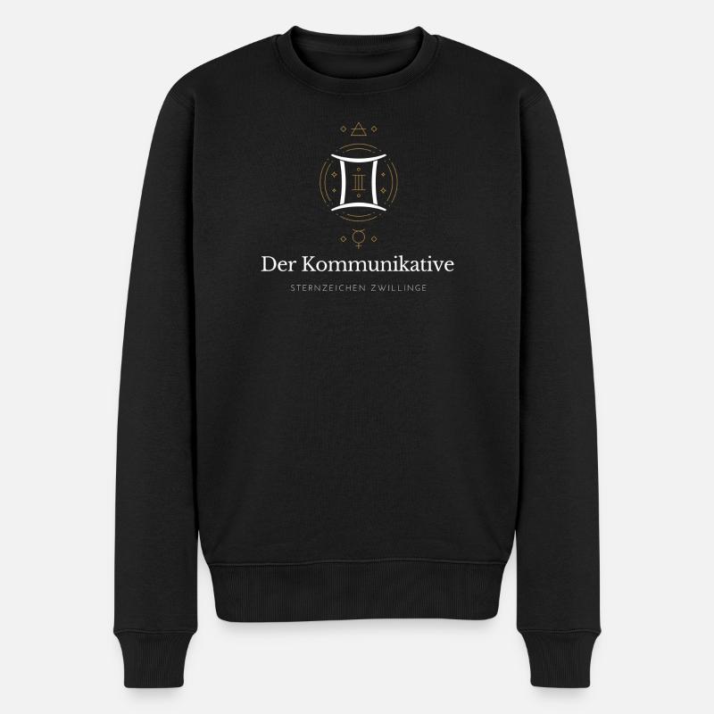 Der Kommunikative - Sternzeichen Zwillinge - Männer Premium Bio Pullover - Schwarz