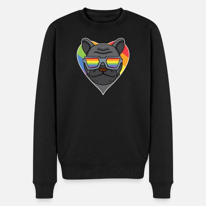 Arc-en-ciel - Chien bouledogue français - Pull Premium bio Homme - noir