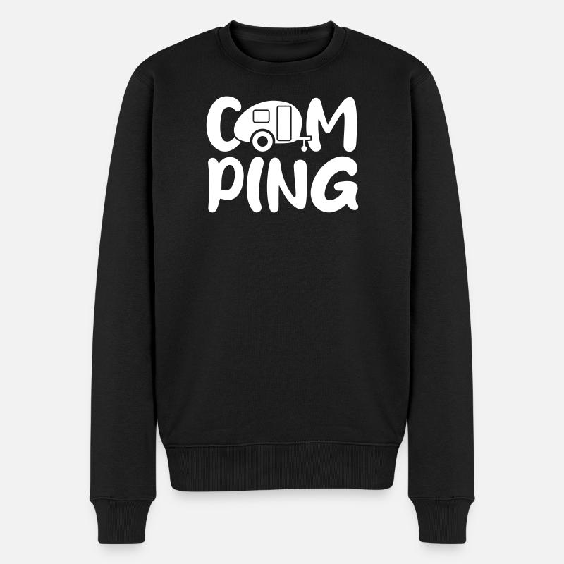 Camping Caravan Handschrift Comic Camper Wohnwagen - Männer Premium Bio Pullover - Schwarz