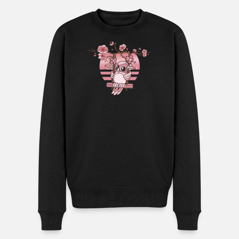 Süße Eule - Männer Premium Bio Pullover - Schwarz