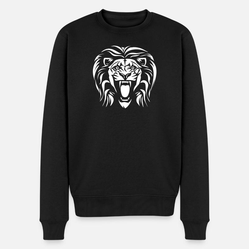 Löwenkopf - Männer Premium Bio Pullover - Schwarz
