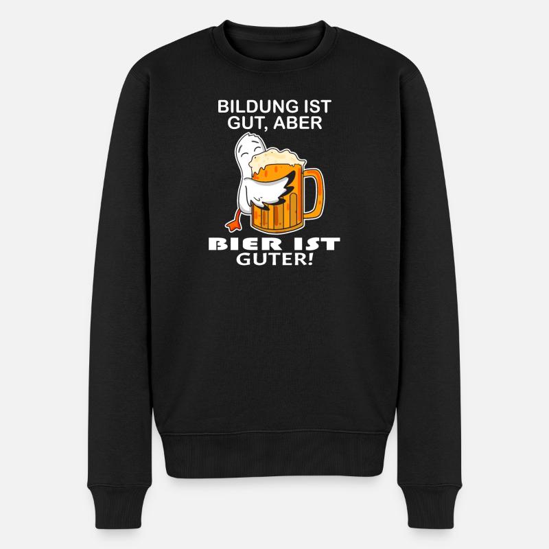 Bier Spruch lustig - Bier trinken - Männer Premium Bio Pullover - Schwarz