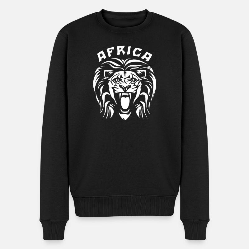 Afrikanischer Löwenkopf und Text Afrika - Männer Premium Bio Pullover - Schwarz
