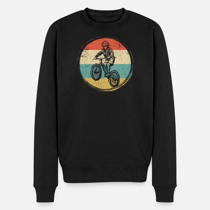 Retro BMX Rider Circle - Männer Premium Bio Pullover - Schwarz