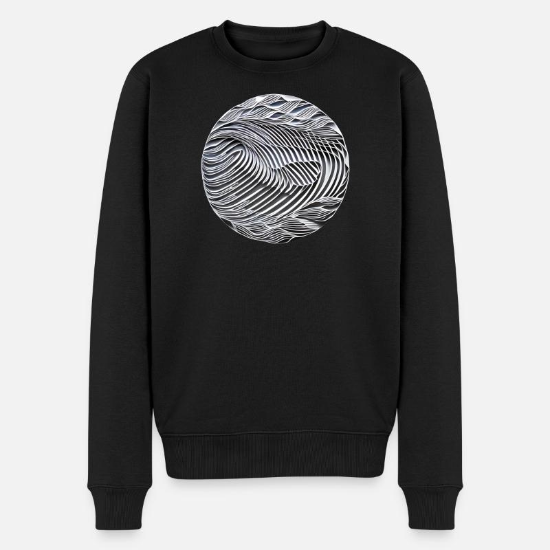 Abstrakte Schwarzweißwellen - Männer Premium Bio Pullover - Schwarz