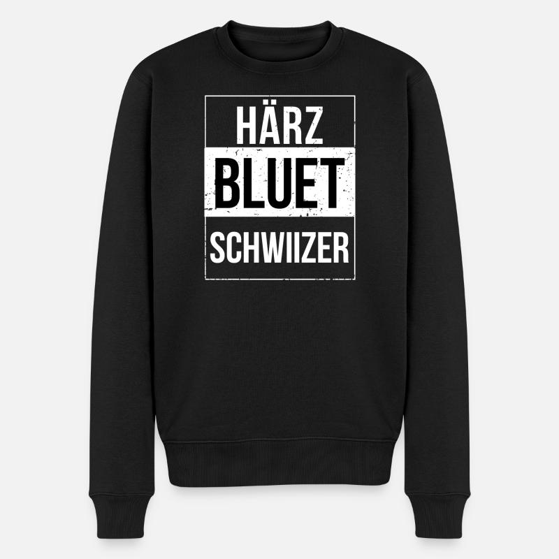 Härzbluetschwiizer Schwiizer Schweizer - Männer Premium Bio Pullover - Schwarz