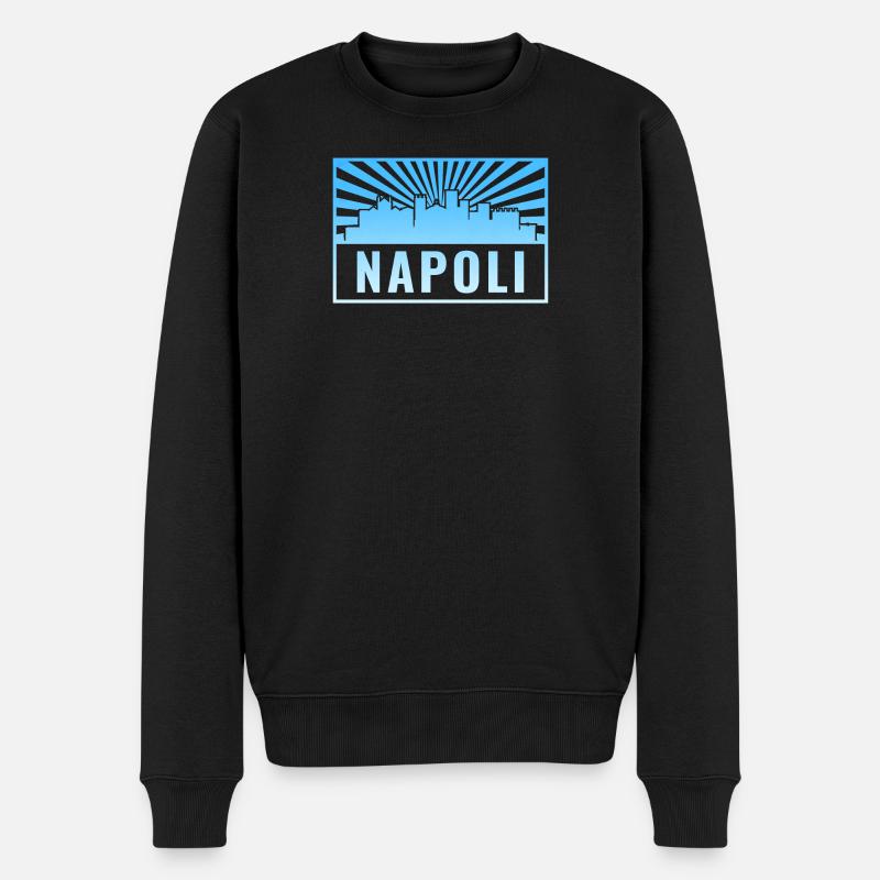 Napoli Skyline Sonnenstrahlen - Männer Premium Bio Pullover - Schwarz