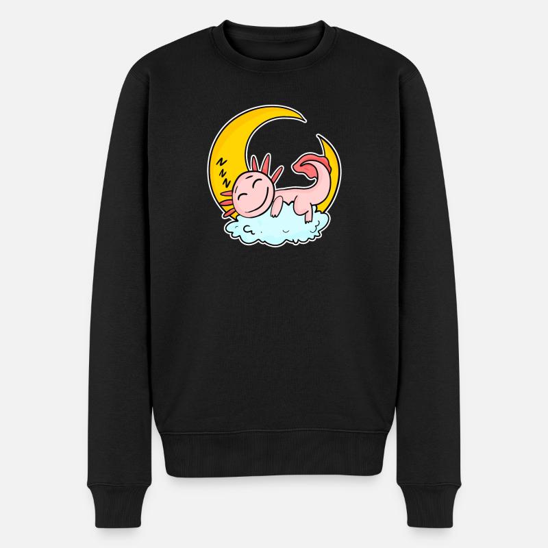 Schlafender Axolotl - Männer Premium Bio Pullover - Schwarz