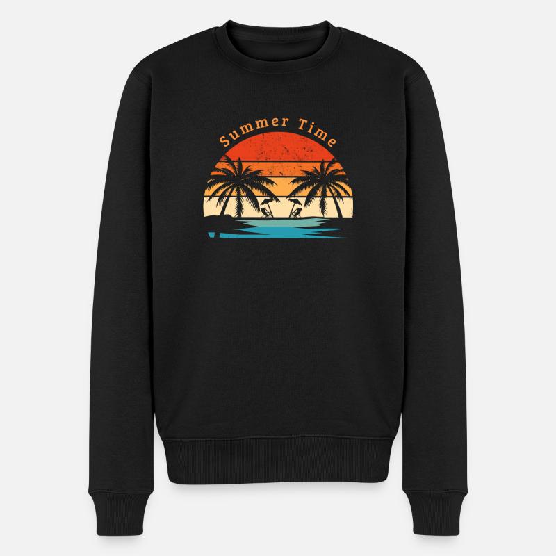 Sommerzeit - Urlaub Strand T-Shirt - Männer Premium Bio Pullover - Schwarz