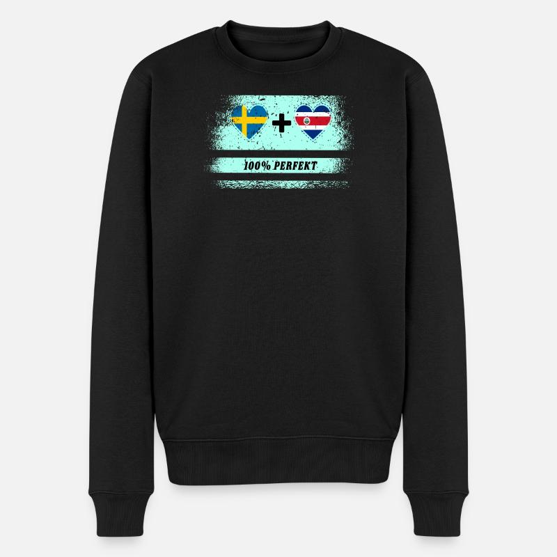 Costa Rica & Schweden 100% perfekt / Geschenk - Männer Premium Bio Pullover - Schwarz