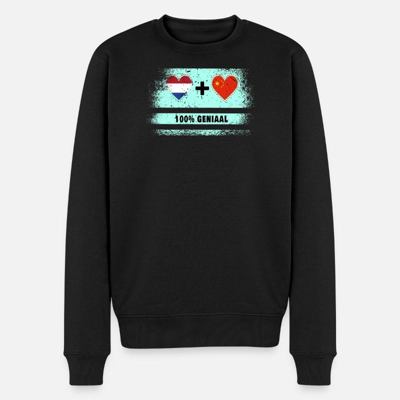China und die Niederlande 100% Genius Flagge - Männer Premium Bio Pullover - Schwarz
