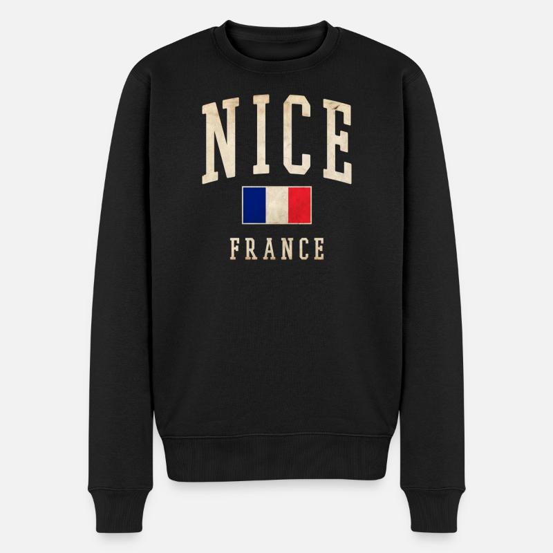 Nice Frankreich Flaggen-Design - Männer Premium Bio Pullover - Schwarz