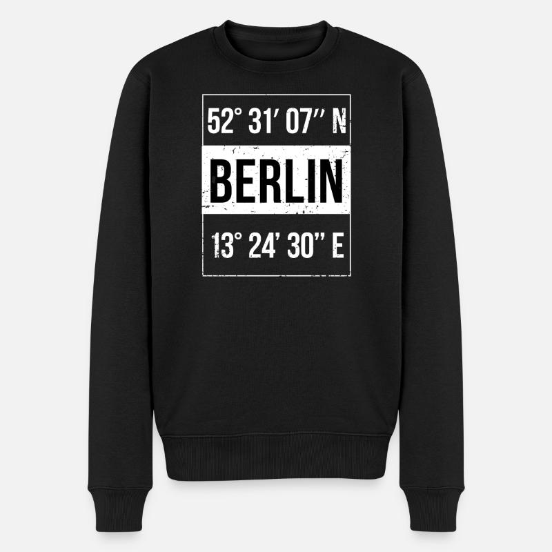 Koordinaten Berlin - Männer Premium Bio Pullover - Schwarz