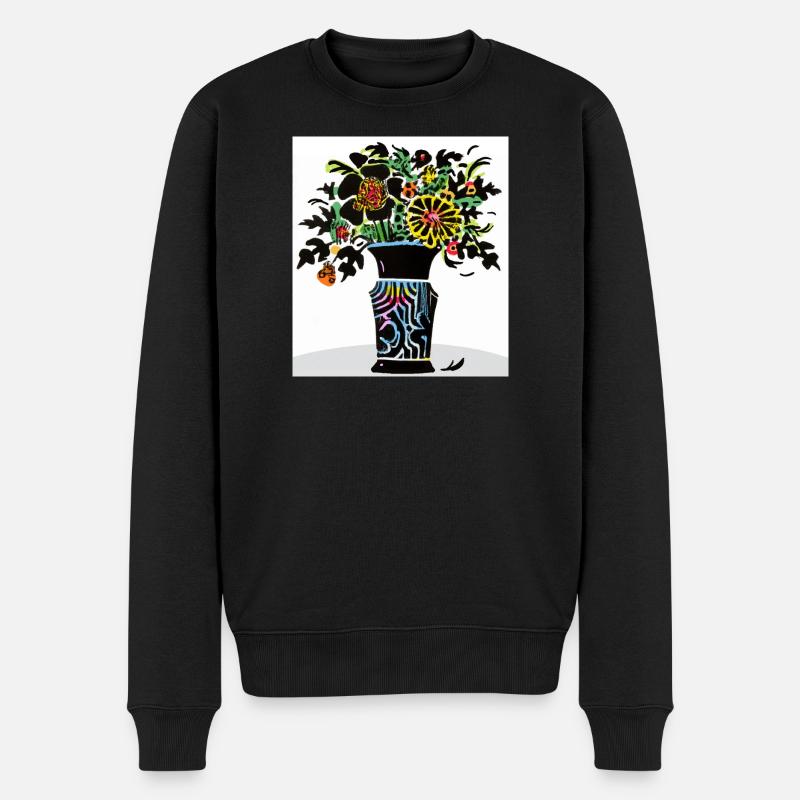 bunter Blumenstrauß - Männer Premium Bio Pullover - Schwarz