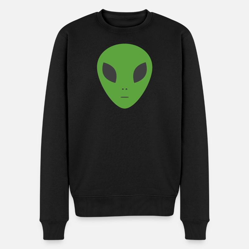 Grünes Alien - Männer Premium Bio Pullover - Schwarz