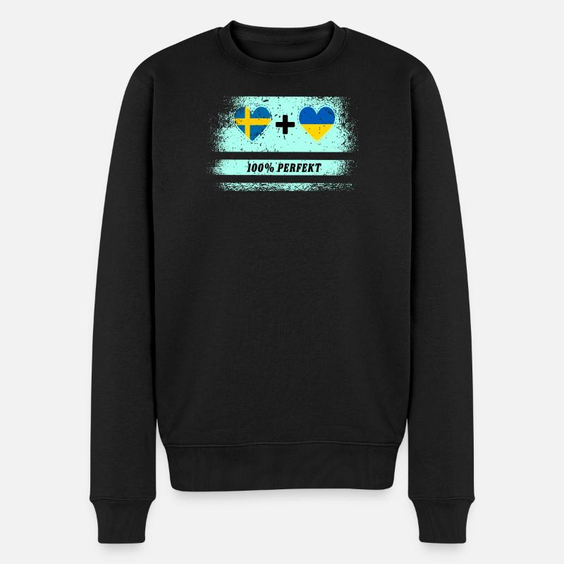 Ukraine und Schweden 100% perfekt / Geschenk - Männer Premium Bio Pullover - Schwarz