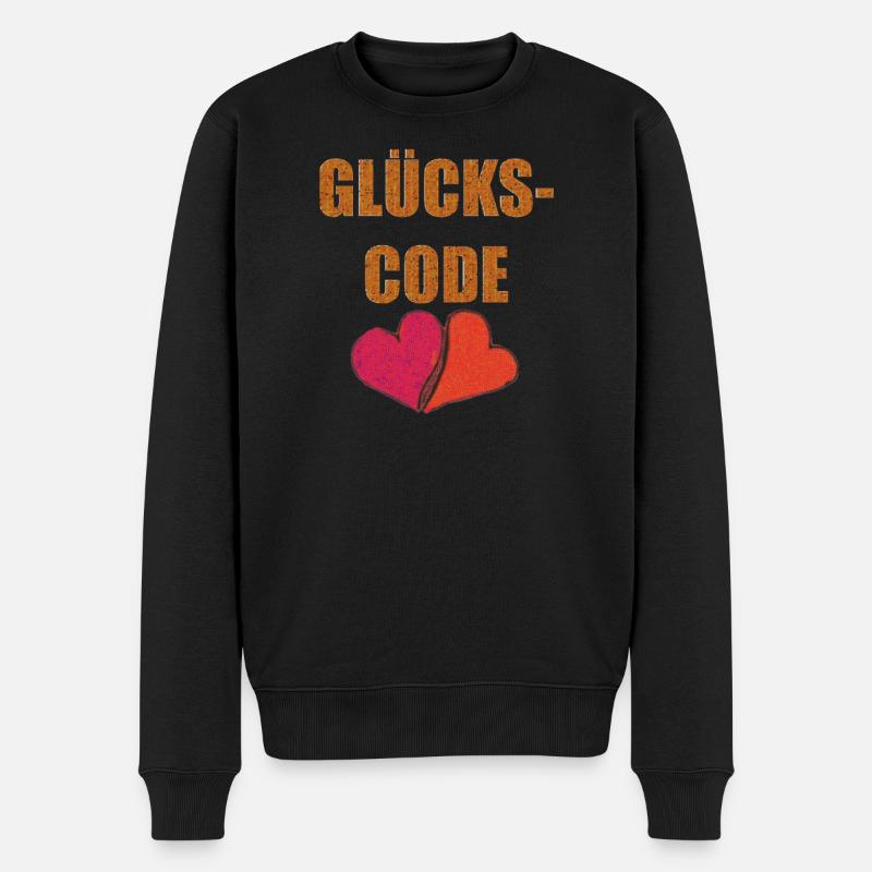 GLÜCKS CODE - Männer Premium Bio Pullover - Schwarz