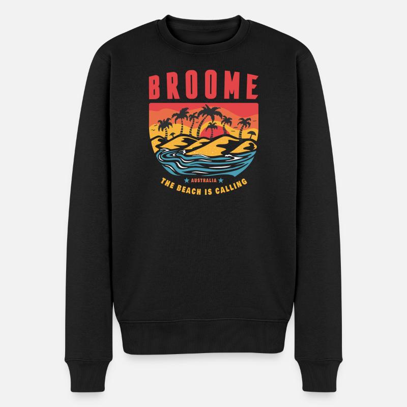 Broome Australien Palmen Design - Männer Premium Bio Pullover - Schwarz