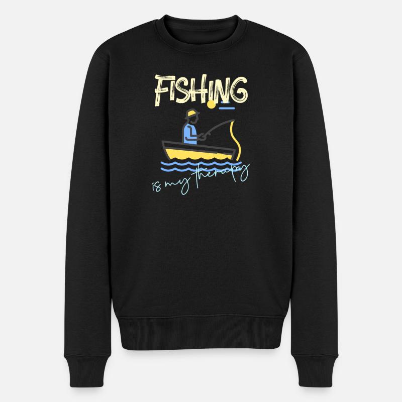 Fishing Is My Therapy - Männer Premium Bio Pullover - Schwarz