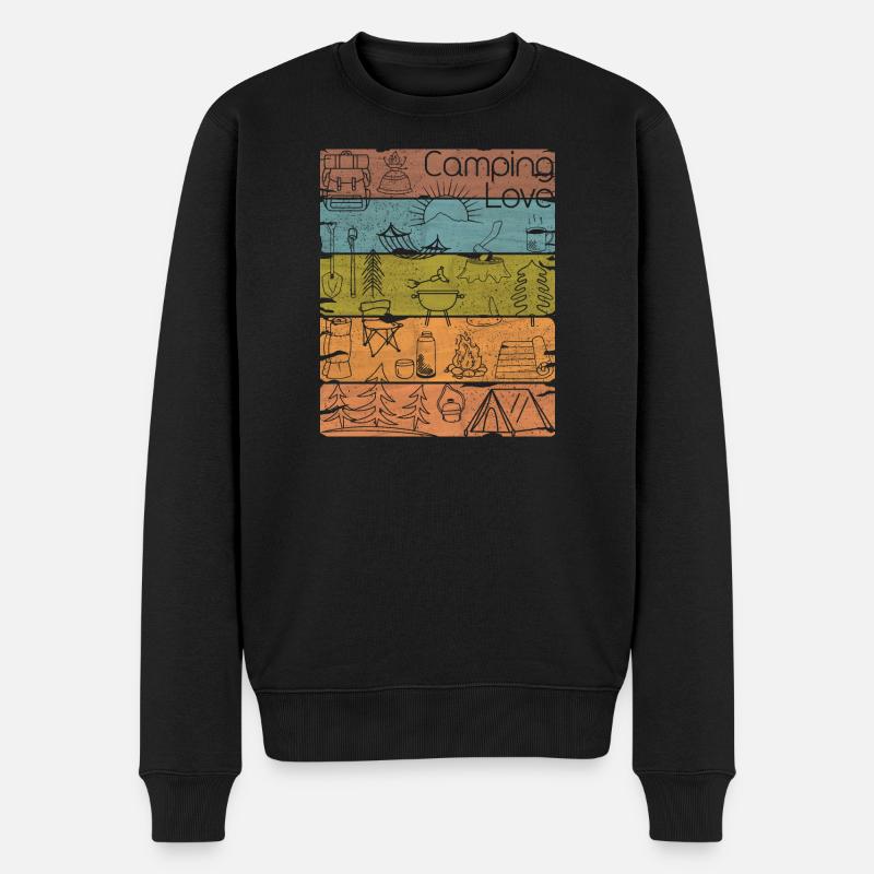 Camping Love lineart retro hell - Männer Premium Bio Pullover - Schwarz