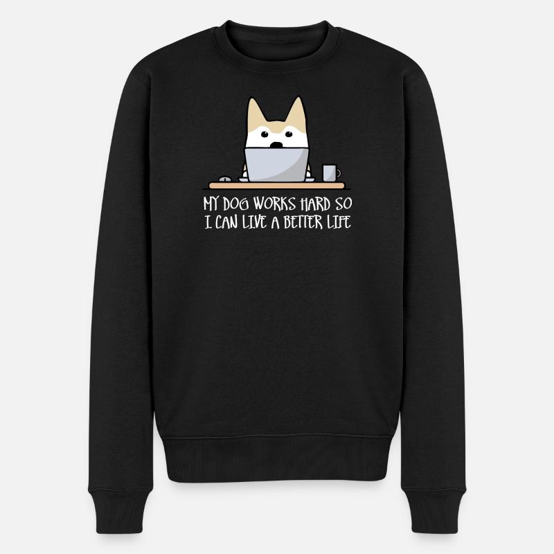 Mon chien travaille dur (foncé) - Pull Premium bio Homme - noir